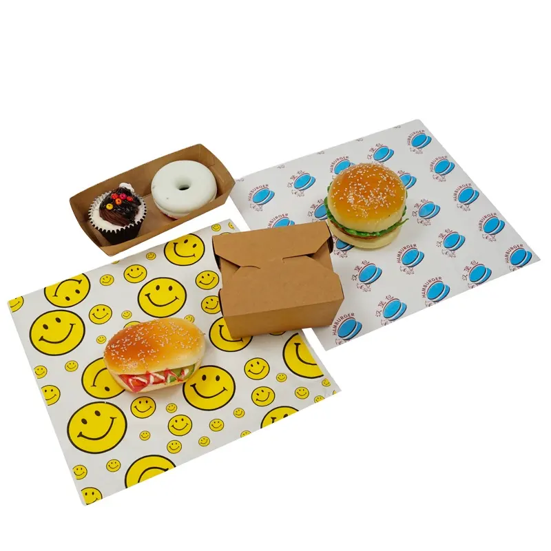 Fast Food biscuits Wrapping Paper Custom Printed Greaseproof Wax Paper Food Grade Tissue Paper