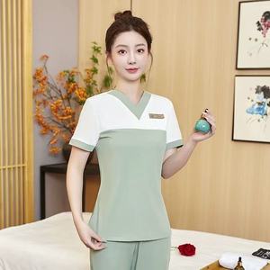 Elegante Completo <span class=keywords><strong>da</strong></span> <span class=keywords><strong>Lavoro</strong></span> Femminile di Alta Gamma per Centri Estetici e Massaggi, Traspirante in Poliestere+Spandex, Colori e Logo Personalizzabili - Product Image 6