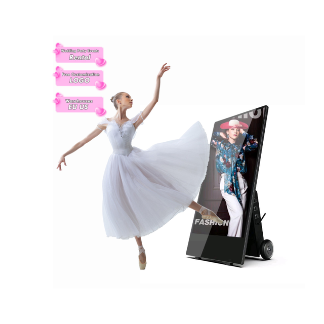 Waterproof Portable Outdoor LCD Kiosk Battery Powered Digital Signage for Lcd Poster Screen Display with Movable Wheels