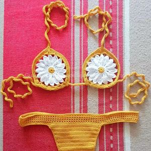 Bikini en crochet fait main personnalisé, mini bikini sans bretelles, ensemble 2 pièces, maillot de bain sexy en tricot, vêtements de plage pour femmes - Product Image 3