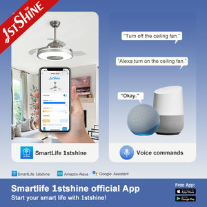 1stshine LED ventilateur de plafond vente chaude HIFI haut-parleur télécommande intelligent ventilateur de plafond rétractable avec lumière RVB - Product Image 6
