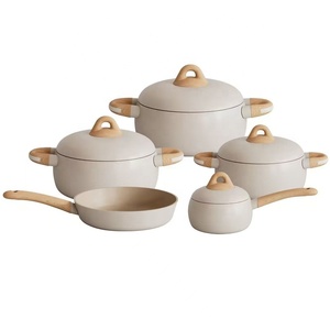 Ensemble de casseroles antiadhésives, commande minimum 1 ensemble, base à induction antiadhésive unique, ensemble de 9 casseroles avec couvercle en aluminium - Product Image 3