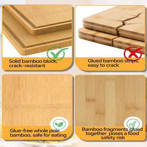 Tabla de Cortar de Bambú y Acero Inoxidable de Doble Cara, 40x26cm, Rectangular, Antibacteriana, Antideslizante, con Borde Reforzado y Grosor Extra - Product Image 4