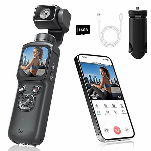 Action Camera Intelligent Face Tracking Handheld Gimbal Vlogging 330° Lens 4K 30FPS  1.72 Inch Touch Screen Rotation Digital Cam