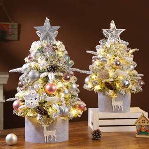 Árbol de Navidad Artificial con Luces LED, Adornos para la Copa del Árbol, Bolas, Campanas, Piñas, Mini Árbol de Navidad de Mesa - Product Image 3