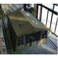 Tentes gonflables d'extérieur de 17 m pour le camping avec cheminée, en tissu de coton, tente gonflable facile à installer, grande maison gonflable avec pompe