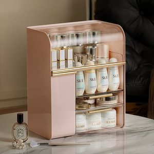 Cosmetic Storage Box Large Capacity Desktop Dustproof <b>Brush</b> Holder Skincare Organizer Modern <b>Pet</b> Material - Product Image 4