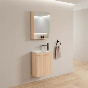 Tocador de baño de pequeño espacio, mueble sanitario, tocador de baño montado en la pared con lavabo - Product Image 1