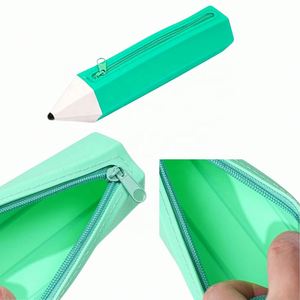 Étui à fermeture éclair imperméable en silicone, mignon, coloré, en forme de crayon, pour enfants, filles, rangement de fournitures scolaires - Product Image 3