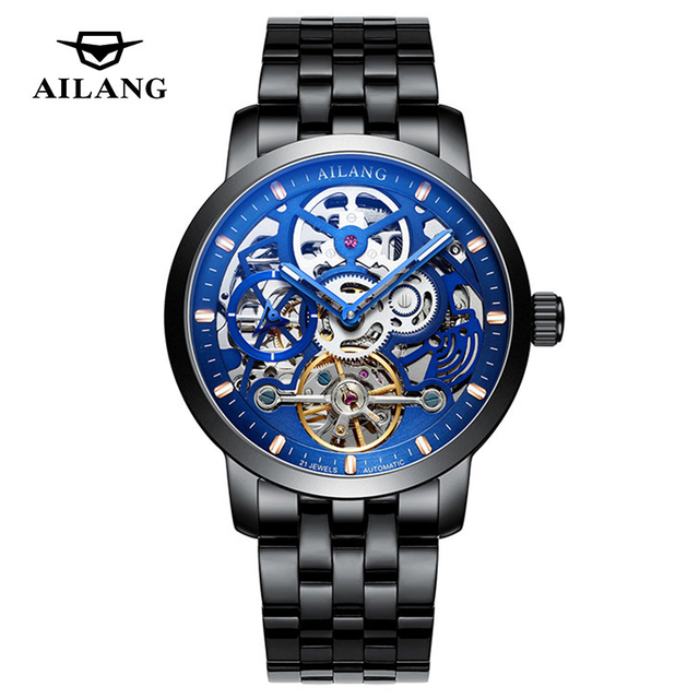 Hot Selling AILANG Brand Mens Retro Mechanical Tourbillon Watch Stainless Steel Case Waterproof Automatic Wristwatch