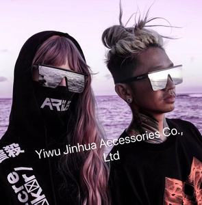 Nuovo Logo personalizzato Black Square Shades occhiali da sole donna Fashion Retro Mirror Flat Top occhiali da sole Oversize per uomo - Product Image 5