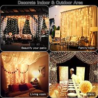 Guirlande Lumineuse Rideau Chambre 300 LED 6 Crochets 8 Modes Télécommande Fenêtre Lumière Féerique USB Noël Dimmable Mariage Fête Maison IP44