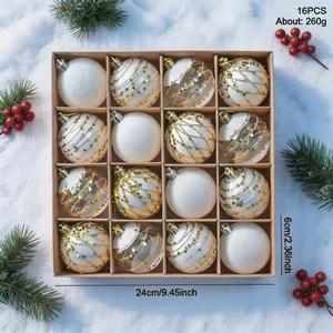 Oferta Transfronteriza: Adornos Navideños Colgantes Modernos de 6cm, 16 Piezas, Transparentes, Bordados con Apliques, Hechos a Máquina, Marca Personalizada - Product Image 2