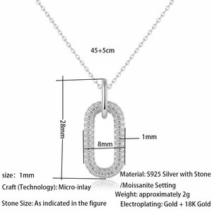 Collana con Pendente Ovale Personalizzato in <span class=keywords><strong>Argento</strong></span> <span class=keywords><strong>925</strong></span> Placcato Oro 18K/Oro Rosa - Gioielli Minimalisti con Moissanite VVS per Donne - Product Image 3