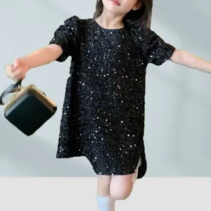 2024 ODM OEM Spring Summer Kids Birthday Party dress Teen Girl Sequin Dress para 3 a 12T Meninas