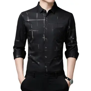 customize shirts for men latest design high quality formal official black blue burgundy button up luxury casual dress shirt man