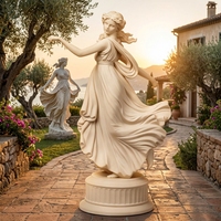 Sculpture de déesse dansante en marbre blanc massif sur mesure, artisanat traditionnel fait main pour usage intérieur/extérieur, idéale pour les villas