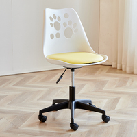 Chaise de bureau pivotante moderne à motif patte, réglable en hauteur, imperméable, en PP+Métal+Cuir avec coussin et roulettes pour l'école, la maison et le bureau