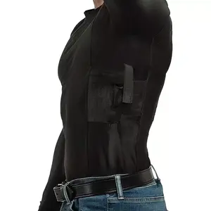 Men T-shirt Clothes Compression Undercover- Concealed Carry gun Holster bag pouch