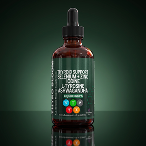 <span class=keywords><strong>Thyro</strong></span> Bloom Gouttes de soutien <span class=keywords><strong>thyro</strong></span>ïdien au sélénium, zinc, iode, L-tyrosine et Ashwagandha liquide 120ml Canneberge sauvage Marque privée - Product Image 1