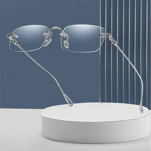 <span class=keywords><strong>Lunettes</strong></span> de <span class=keywords><strong>lecture</strong></span> anti-lumière bleue horizontales sans monture en métal, design élégant, verres dorés transparents, unisexe - Product Image 5