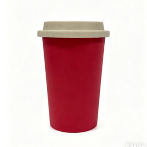 Wheat Straw Coffee Mug 350ml Portable Cup With Lid Multi Color Solid Travel Drink Cup - Product Image 3