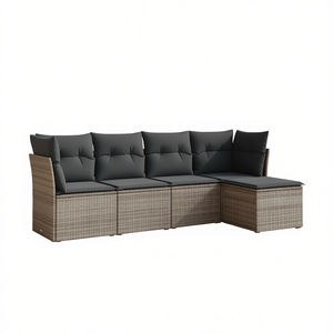 Pe <b>Rattan</b> Garden <b>Sofa</b> Set 5 Seat Outdoor Contemporary Weather Resistant Steel Frame Furniture - Product Image 1