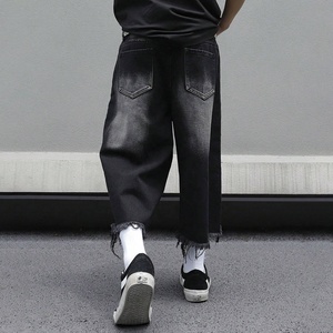 Shorts décontractés amples pour homme Rainbow <span class=keywords><strong>Spray</strong></span> avec poche, ourlet effiloché, surdimensionnés, longs, unis, style streetwear, délavés - Product Image 3