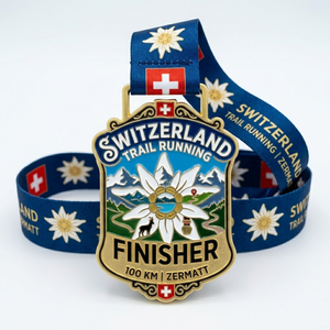 Fabricant Grossiste <span class=keywords><strong>de</strong></span> Médailles Personnalisées pour Course <span class=keywords><strong>de</strong></span> Montagne, Médailles <span class=keywords><strong>de</strong></span> Finisseur, Médailles <span class=keywords><strong>de</strong></span> Trail Running Suisse avec Ruban - Product Image 1