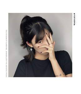 Punk lega di zinco di nuovo Design in metallo Hip Hop gioielli croce pistola Charm con catena a cerchio e perno singolo pezzo orecchino di un pezzo - Product Image 4