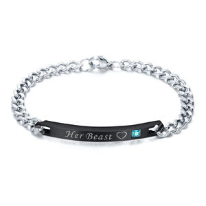 Valentine's Day Gift Idea Classic Anti-Allergy Stainless Steel <strong>Bracelet</strong> 'King' Inscribed Zircon for <strong>Boyfriend</strong> <strong>Girlfriend</strong> Lovers - Product Image 6
