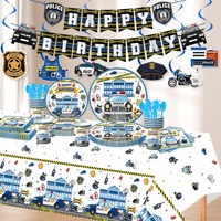 Ensemble de vaisselle jetable sur le thème de la voiture de police pour fête d'anniversaire, décorations de table, vaisselle de fête, décorations d'anniversaire pour enfants