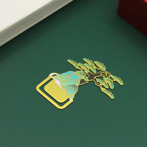 Segnalibro cinese retrò in metallo stile montagna artigianato placcato oro stampa per regalo Souvenir - Product Image 4