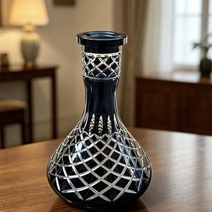 Black Cut <b>Crystal</b> Hookah Base Glass Shisha Vase Replacement Bottle for Bar Lounge Use - Product Image 2