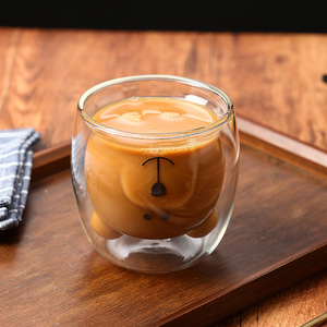 Atacado Colorido Borosilicato Café Chá Água Urso Copos De Vidro De Parede Dupla Logotipo Personalizado Resistente Ao Calor Copos De Vidro Transparente - Product Image 2