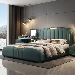 Modern Luxurious Leather Modular Sofa <b>Bed</b> Storage High-end Fashionable Wooden Frame Customizable <b>Size</b> Wedding <b>Bed</b> Master Bedroom - Product Image 3