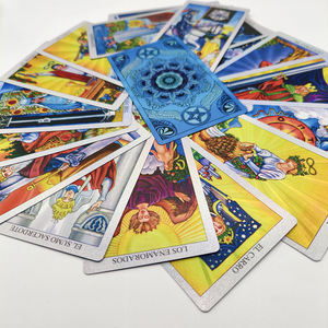 Cartes de tarot espagnoles en feuille d'or pour débutants, 78 cartes, boîte en plastique écologique, jeu de divination, guide bilingue - Product Image 6