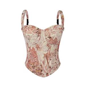 Corset sexy en dentelle pour femme, crop top à épaules dénudées, style bustier vintage à imprimé floral, avec baleines et bordure en dentelle, à nouer, petite série - Product Image 2