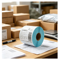 Label Pengiriman Termal Langsung Kustom 4x6 A6 Gulungan Stiker Waybill Barcode untuk Printer Label Bluetooth Nirkabel