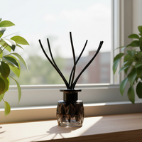 Diffuseur de parfum en verre noir sérigraphié Acorn 500mo Logo 4mmx300mm, flotteur Boston diamanté sans fil 1.5l, vide, de remplacement