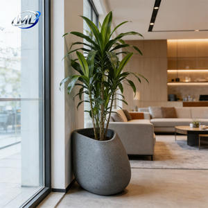 Pots de plantes en fibre de verre durables et légers, design carré, capacité GRC pour l'aménagement paysager extérieur et intérieur, décoration de hall d'hôtel - Product Image 2