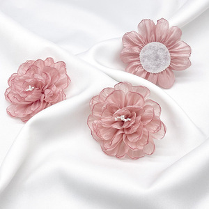 Tessuto in Chiffon Organza di RYL con cornice di rosa artificiale in garza fiore abito da sposa cappelli decorazione di cucito per il pizzo francese - Product Image 3