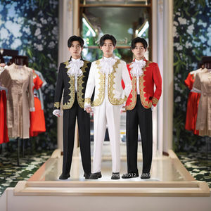 Performance Carnaval Costume De Mariage pour Hommes Blazer Costumes <span class=keywords><strong>Jabot</strong></span> Dentelle Cravate Tops Veste Manteau Pantalon Ensemble pour Marié - Product Image 3