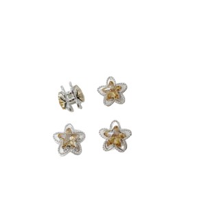 Breloques étoiles en alliage plaqué argent, design creux perlé de cristaux, pour téléphone, stylo, bijoux, accessoires DIY, unisexe - Product Image 5