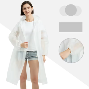 Dùng Một Lần EVA Dành Cho Người Lớn Áo Mưa Với Đàn Hồi Cuff Trọng Lượng Nhẹ Nhựa Duy Nhất Người Poncho Không Thấm Nước Áo Mưa - Product Image 6
