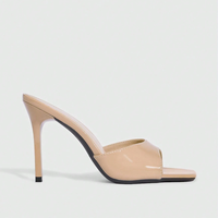 Sandales mules pour femmes, design mode, à talon aiguille, bout ouvert carré, à enfiler, avec bride arrière, pour l'été