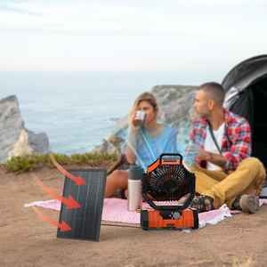 20000mAh di động ngoài trời năng lượng mặt trời cắm trại người hâm mộ điều khiển từ xa với ánh sáng LED năng lượng mặt trời có thể sạc lại Bàn fan hâm mộ - Product Image 2