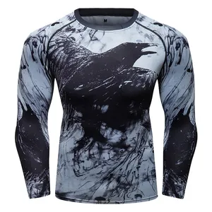 Sublimation Print Workout Muay Thai Shirts Make Your Own Rash Guard Long Sleeve Sunscreen T-shirts for Men MMA Clothes