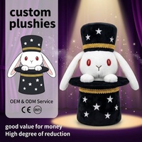 Boneka Kelinci Plush Bordir Custom OEM 25cm dengan Topi Penyihir untuk Ulang Tahun, Pereda Stres & Hadiah Karnaval