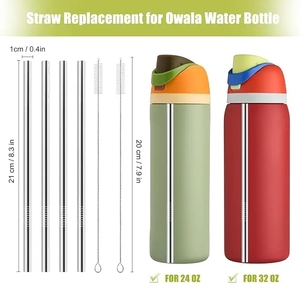Pajitas Metálicas de Repuesto para Botella de Agua Owala de 24/32 oz, Pajitas Reutilizables de Acero Inoxidable Compatibles con Botellas de Agua Owala - Product Image 4